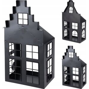 LATARNIA DOM 30cm CZARNY 2wzory