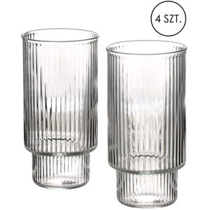ELLA STRIPES Komplet 4 szklanek 400ml ze szkła borokrzemowego 7x5,6x14cm