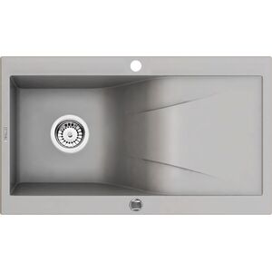 Zlewozmywak Deante . RAPSODIA SZARY METALIK GRANIT 1-K Z/O 860x500x210, 3,5" + OSPRZĘT SPACE SAVER