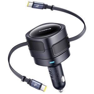 Ładowarka samochodowa Baseus Enjoyment Max z kablami USB-C+USB-C 60W Czarny