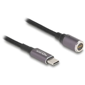Delock - Καλώδιο ρεύματος - 24 pin USB-C (W) σε 8-πολικό μαγνητικό σύνδεσμο - 20 V - 3 A - 15 cm - Ανθρακί, Μαύρο