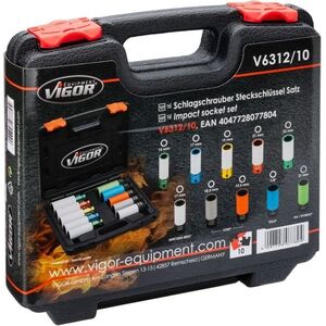 Vigor Slagskruemaskine-topnøgleindsats #####Vierkant, 1/2 (12,5 mm) 10 dele V6312/10