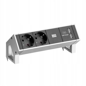 BACHMANN DESK2 2x πρίζα με γείωση 1x φορτιστής USB, λευκό