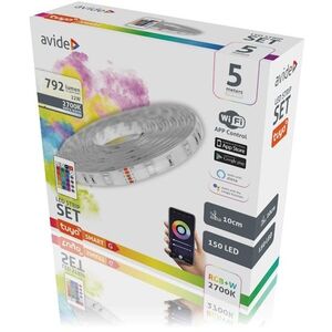 Κιτ έξυπνης λωρίδας LED AVIDE, IP65, 30LED/m, RGB, 22W, ρυθμιζόμενο, WIFI, ελεγχόμενο από τηλέφωνο, με τηλεχειριστήριο, 5m