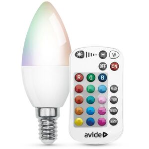 Λάμπα LED AVIDE, E14, 4.9W (=40W), RGB, 2700K, 470 lm, ρυθμιζόμενη, 360 μοίρες, με τηλεχειριστήριο
