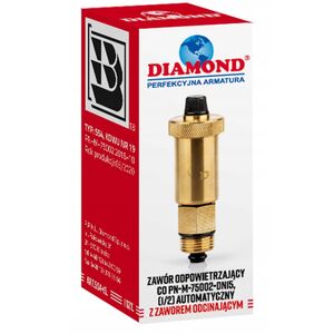 Diamond zawór odpowietrzający CO automatyczny z zaworem odcinającym 1/2" ART.554-15
