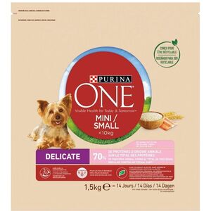 Ξηρά τροφή για σκύλους ONE Mini Sensitive, με σολομό και ρύζι, 1.5 kg