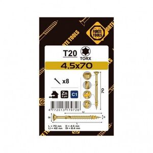 ΒΙΔΑ ΓΙΑ ΜΟΡΙΟΣΑΝΙΔΑ T20 4.5X70/42 ΚΙΤΡΙΝΟ ZN8PCS