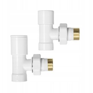 Σετ σύνδεσης καλοριφέρ INVENA CZ-31-K15-S, βαλβίδα παροχής+διακοπής, γωνιακή, λευκή.