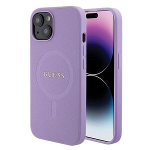 Guess case for iPhone 15 6,1" GUHMP15SPSAHMCU purple hardcase Saffiano MagSafe 3666339155902