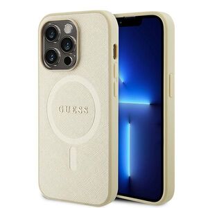 Guess case for iPhone 15 Pro Max 6,7" GUHMP15XPSAHMCB gold hardcase Saffiano MagSafe 3666339156077