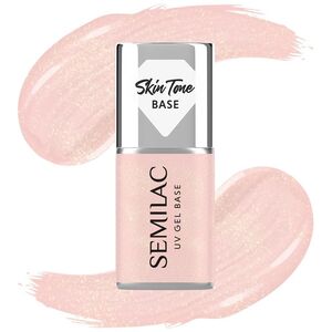 SEMILAC Skin Tone Baza coverowa do lakierów hybrydowych półtransparentna Glitter Peach 7 ml