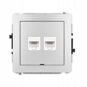 Διπλή υποδοχή υπολογιστή 2xRJ45 Karlik Deco 7DGKBO-2 κατηγορία 5e, 8 ακίδων, χωρίς πεδίο περιγραφής ασημί μεταλλικό