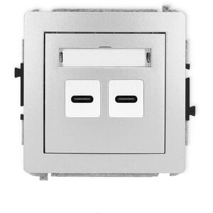 Διπλή υποδοχή USB Karlik Deco 7DGUSB-8 C-C ασημί μεταλλικό