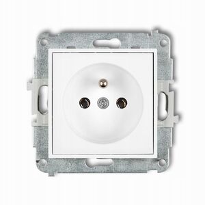 Μονή πρίζα με γείωση Karlik Icon IGP-1z 2P+Z χωρίς καλύμματα αγωγών ρεύματος λευκό