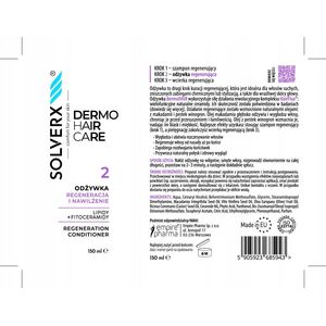 SOLVERX Dermo Hair Μαλακτική κρέμα για τα μαλλιά Αναγέννηση και ενυδάτωση 150 ml