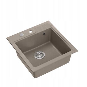 PETER 110 GraniteQ γρανιτένιος νεροχύτης soft taupe 1-θέσιος με/χωρίς (50x52x20) με σιφόνι και τάπα