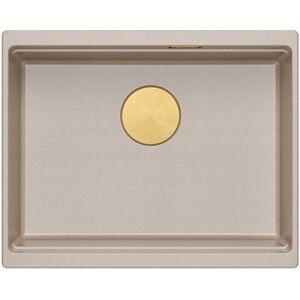 LOGAN 100 GraniteQ νεροχύτης pearl beige 56x45x21,5 cm 1-θέσιος υποκαθήμενος με χειροκίνητο σιφόνι χρυσό