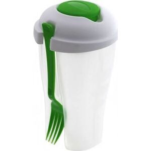 Plastikinė maisto dėžutė salotoms su šakute