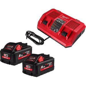 Σετ M18 HNRGO4-802 (διπλός φορτιστής M18 DFC + 2 τεμ., μπαταρίες M18 HB8) MILWAUKEE