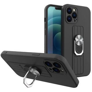 Θήκη σιλικόνης Ring Case με λαβή δακτύλου και βάση για Samsung Galaxy A72 4G μαύρο