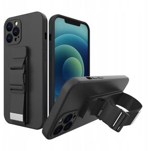 Θήκη Rope żelowe etui με λουράκι αλυσίδα τσάντα λουράκι iPhone 12 Pro Max μαύρο