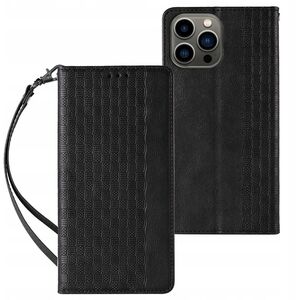 Θήκη Magnet Strap etui για iPhone 12 Pro πορτοφόλι κάλυμμα + mini λουράκι μαύρο