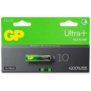 GP Ultra Plus Αλκαλική Μπαταρία, Μέγεθος AA, 15AU/LR6, 1.5V, συσκευασία 10 τεμαχίων