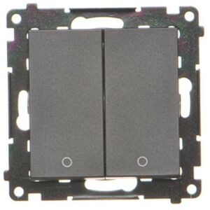 Διακόπτης διπολικός Kontakt-Simon 55 TW22A.01/149 διπλό μοντέλο 16 AX, 250V~, ταχυσύνδεσμοι μαύρο ματ