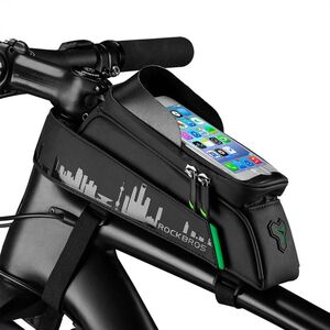 Sakwa torba rowerowa na ramę z pokrowcem na telefon nawigację czarna Sakwa torba rowerowa na ramę z pokrowcem na telefon nawigację czarna