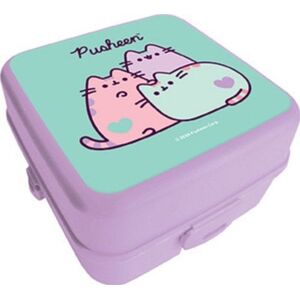 Pojemnik śniadaniowy dwupoziomowy dla dzieci | Bezpieczny i funkcjonalny z przegródką Pusheen fiolet