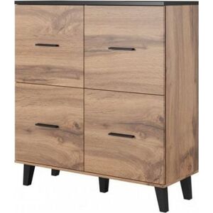 Cama Meble Komoda LOTTA 110 4D wotan + czarny mat