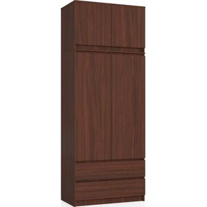 Fabryka Mebli Akord SZAFA Z NADSTAWKĄ S 90 cm 2 DRZWI 2 SZUFLADY WENGE