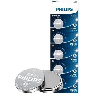 Bateria litowa, CR2025, CR2025, 3V, PHILIPS, blistr, 5-pack, CR2025P5/01B, guzikowa