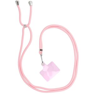 Smycz do telefonu, Zawieszka do telefonu - SWING (6mm) z regulacją długości / długość sznura 165cm (max 82,5cm w pętli) / na ramię lub szyję - jasnoróżowy