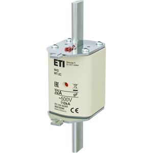 Ασφάλεια ETI Polam NH2/WT-2C 004139390 gF 32A 500V ταχείας δράσης