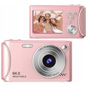 Aparat Cyfrowy Zdjęcia 64MP Filmy 4K / 30fps 18x ZOOM AntiShake / XREC Q18 / Różowy