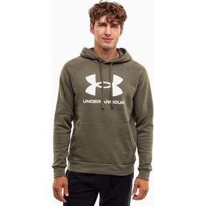 Under Armour Bluza z kapturem kangurka męska Under Armour Rival Fleece Logo HD oliwkowa 1379758 390 S