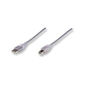 Kabel USB Manhattan USB-A - USB-B 1.8 m Srebrny (333405)