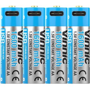 Επαναφορτιζόμενη Μπαταρία Vinnic Akku AA USB Type-C, 4 τεμ.