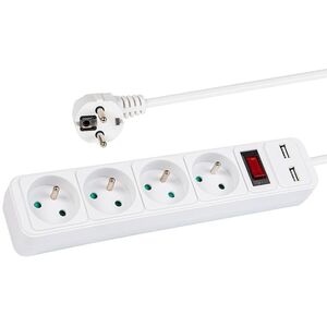 98-784# Πολύπριζο δικτύου pr-470wsp/usb 4-υποδοχές+usb με γείωση+διακόπτης 3m λευκό 3x1,5mm