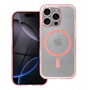 Θήκη CLEAR MAG COVER με προστασία κάμερας συμβατή με MagSafe για IPHONE 16 pink glitter
