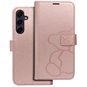 Θήκη MEZZO Book για SAMSUNG A55 5G αρκουδάκι χρυσό ροζ