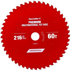 Δίσκος κοπής 216x60Tx30mm, Πολυϋλικό PREMIUM, SPECIALIST+