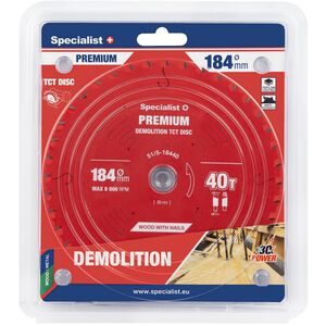 Δίσκος κοπής 184x40Tx20/16mm, Demolition PREMIUM, SPECIALIST+