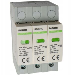 Περιοριστής υπέρτασης Noark 112894 τύπου II 1200V DC 3 μονάδες πλάτος για μη γειωμένα συστήματα SPD Ex9UEP 20 3P