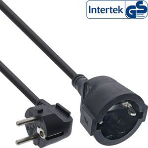 InLine® Προέκταση ρεύματος Schutzkontakt Stecker gewinkelt/Buchse, μαύρο, 1,5m