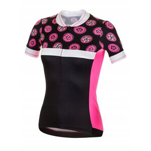 Γυναικεία μπλούζα ποδηλασίας RH+ Preppy W BLACK/FLUO PINK/WHITE - L