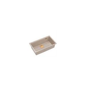LOGAN 110 GraniteQ νεροχύτης pearl beige 76x45x23,5 cm 1-θέσης εντοιχισμένος με χειροκίνητο σιφόνι χάλκινος