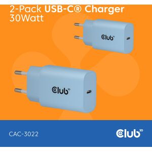 Φορτιστής Club3D Lifestyle USB-C 30Watt, 2 τεμ μπλε λιανική
